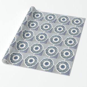 Chinese Medallion: Indigo Blue Chinoiserie Wrapping Paper