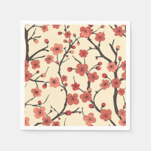 Chinese Meihua Coral Blossom Charcoal Branch Napkin