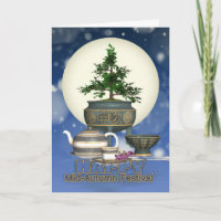 Chinese Mid-Autumn Moon Festival With Tea And Moon