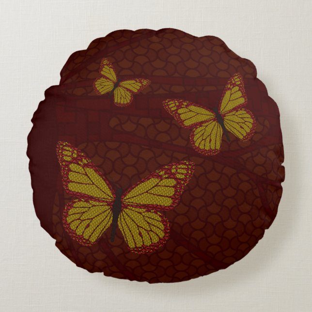 Chinese Monarch Round Pillow (Front)