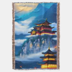 Chinese Mountain Palace Throw Blanket