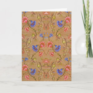 Chinese Nanjing Imperial Red-Gold Brocade Card