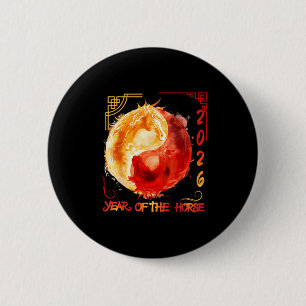 Chinese New Lunar Year Of The Horse 2026 6 Cm Round Badge