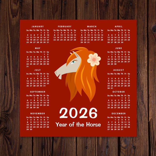 Chinese New Lunar Year Zodiac Horse 2026 Calendar (Creator Uploaded)