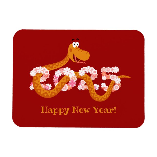 Chinese New Lunar Year Zodiac Wood Snake 2025 Magnet (Horizontal)