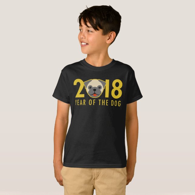 Chinese New Year 2018 Year of the Dog Pug T-Shirt (Front Full)