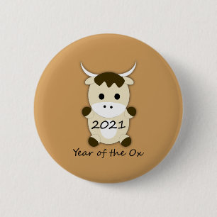Chinese New Year 2021 Year of the Ox 6 Cm Round Badge