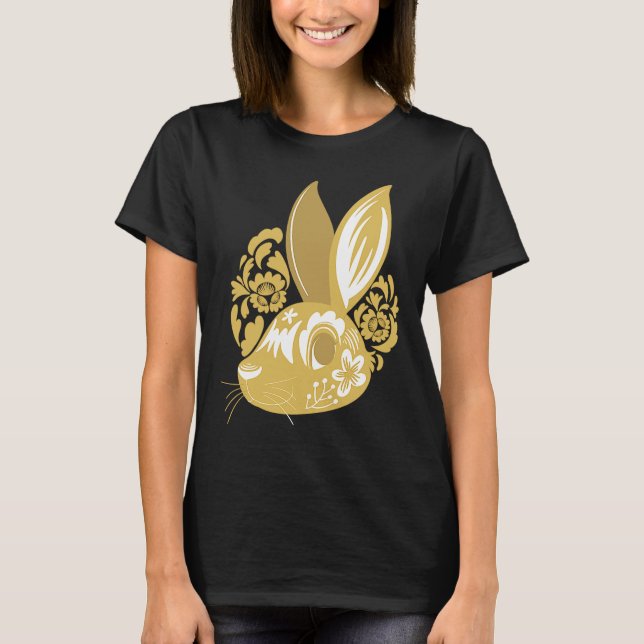 Chinese New Year 2023 Happy Rabbit with flowers an T-Shirt (Front)