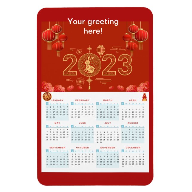 Chinese New Year 2023 Rabbit calendar Card Magnet (Vertical)