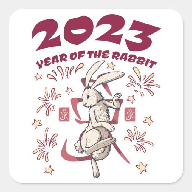 Chinese New Year 2023 - Year of the Rabbit Square Sticker (Front)