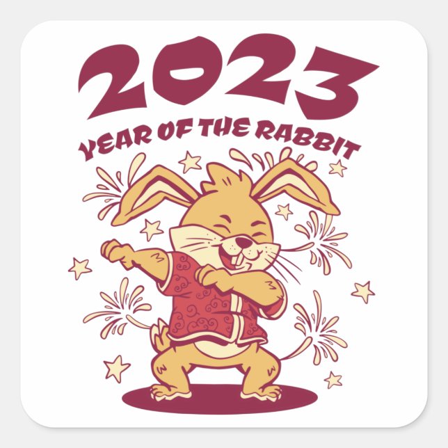 Chinese New Year 2023 - Year of the Rabbit Square Sticker (Front)