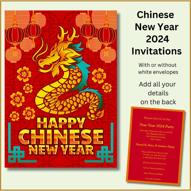 Chinese New Year 2024 Add Name, Dragon Invitation (Creator Uploaded)