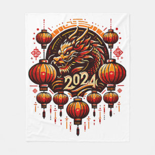chinese new year 2024 fleece blanket