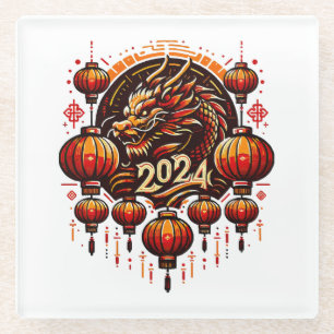 chinese new year 2024 glass coaster