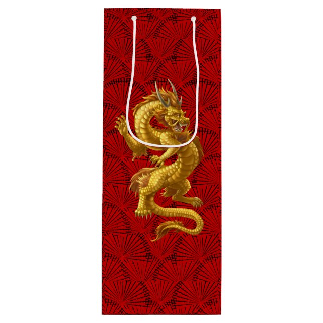 Chinese New Year 2024 Gold Dragon Wine Gift Bags (Front)