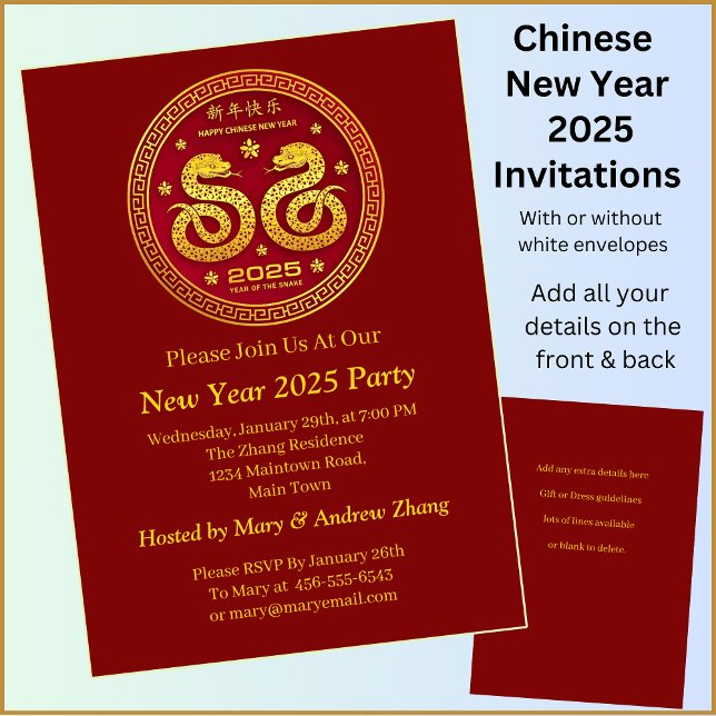 Chinese New Year 2025 Add Name & Details, Snake Invitation (Creator Uploaded)