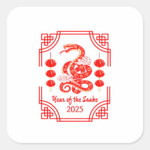 Chinese New Year 2025 The Snake Lantern Corners Square Sticker