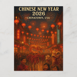 Chinese New Year 2026 celebration in Chinatown Postcard
