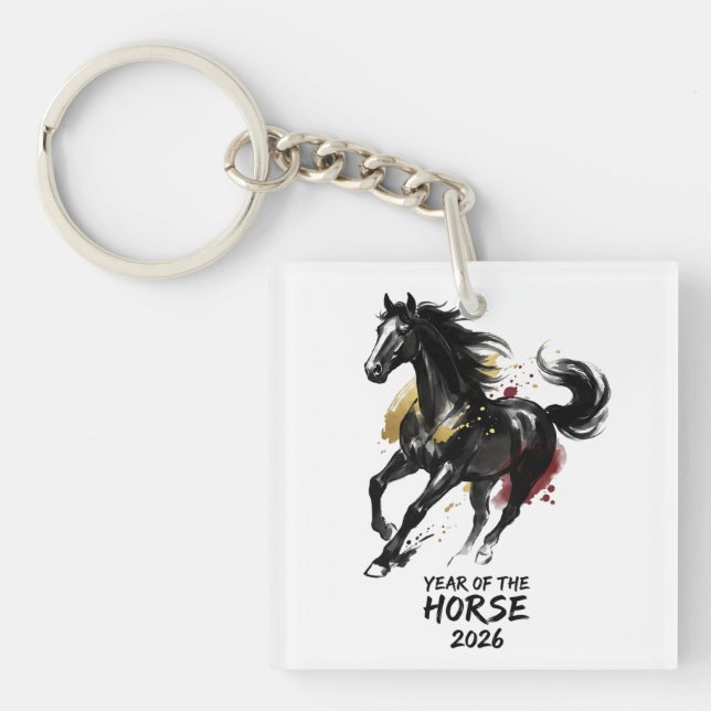 Chinese New Year 2026 Horse Art Key Ring (Front)