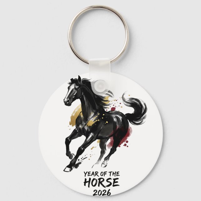 Chinese New Year 2026 Horse Art Key Ring (Front)