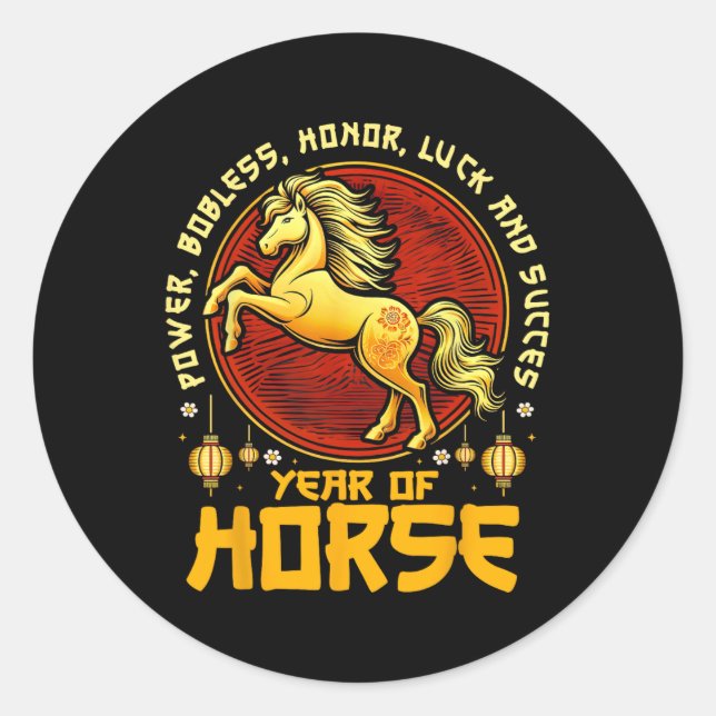 Chinese New Year 2026 Horse Happy Chinese New Year Classic Round Sticker (Front)