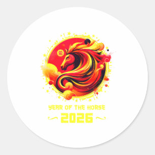 Chinese New Year 2026 Horse Happy Chinese New Year Classic Round Sticker