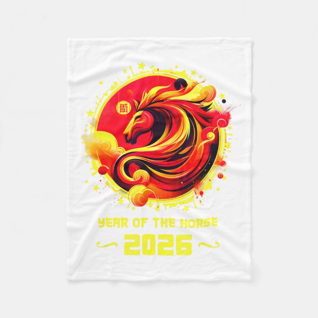 Chinese New Year 2026 Horse Happy Chinese New Year Fleece Blanket (Front)