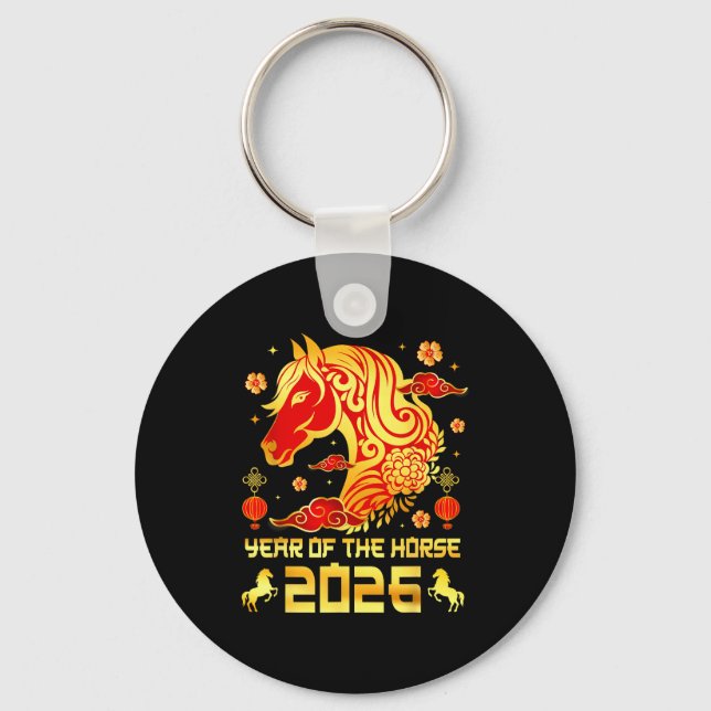 Chinese New Year 2026 Horse Happy Chinese New Year Key Ring (Front)