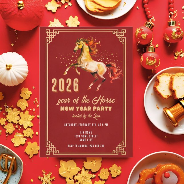Chinese New Year 2026 Horse New Year Party Invitation (Creator Uploaded)
