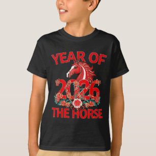 Chinese New Year 2026 Horse Zodiac Funny Lunar Ani T-Shirt