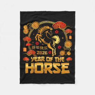 Chinese New Year 2026 Lunar Year Of The Horse Chin Fleece Blanket