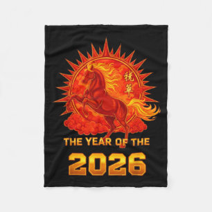 Chinese New Year 2026 Of The Fire Horse Men Women  Fleece Blanket