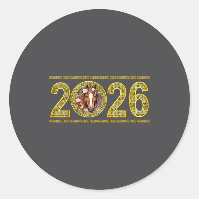 Chinese New Year 2026 Of The Horse Lunar New Year  Classic Round Sticker (Front)