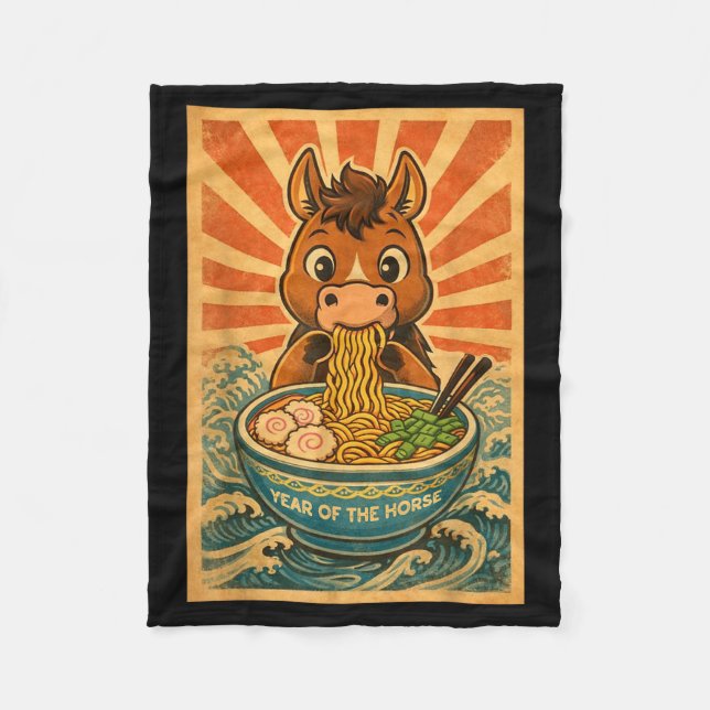 Chinese New Year 2026 Of The Horse Ramen Lunar New Fleece Blanket (Front)