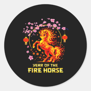 Chinese New Year 2026 Year Of The Fire Horse  Classic Round Sticker