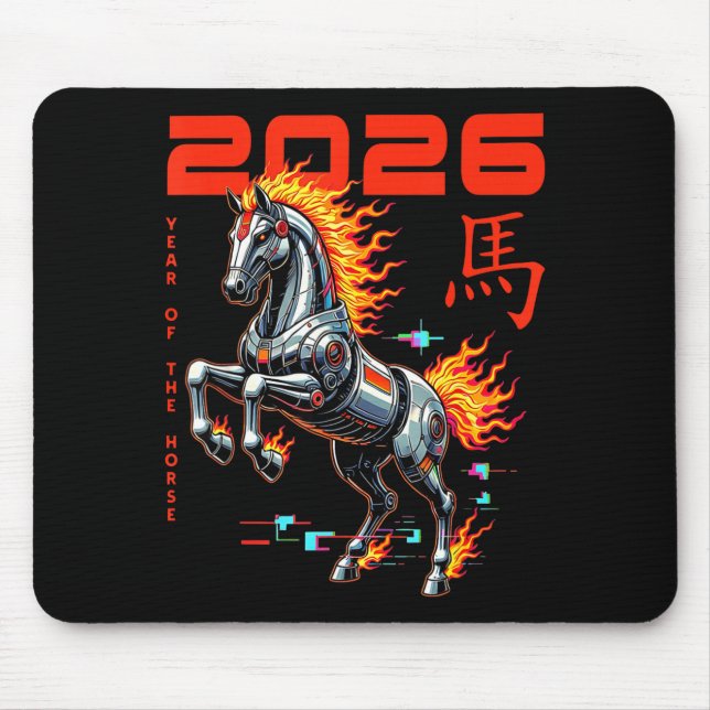 Chinese New Year 2026 Year Of The Fire Horse Cyber Mouse Pad (Front)