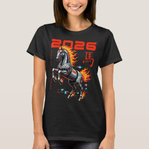 Chinese New Year 2026 Year Of The Fire Horse Cyber T-Shirt