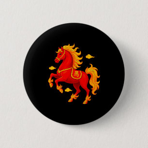 Chinese New Year 2026 Year Of The Fire Horse Flame 6 Cm Round Badge