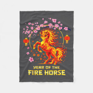 Chinese New Year 2026 Year Of The Fire Horse  Fleece Blanket