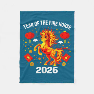 Chinese New Year 2026 Year Of The Fire Horse  Fleece Blanket