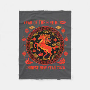 Chinese New Year 2026 Year Of The Fire Horse Fleece Blanket
