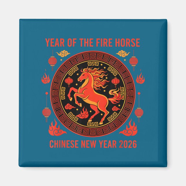 Chinese New Year 2026 Year Of The Fire Horse  Magnet (Front)