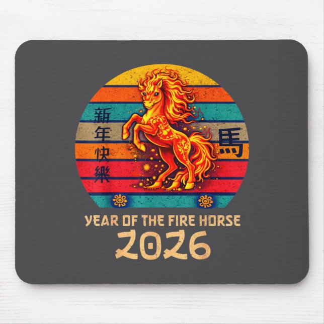 Chinese New Year 2026 Year Of The Fire Horse Vinta Mouse Pad (Front)