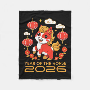 Chinese New Year 2026 Year Of The Horse 2026 Women Fleece Blanket
