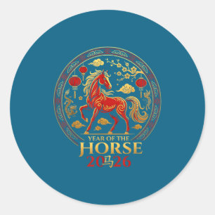 Chinese New Year 2026 Year Of The Horse 4 Classic Round Sticker