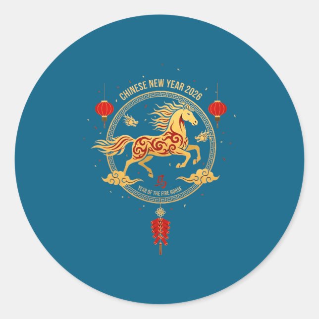 Chinese New Year 2026 Year Of The Horse 6  Classic Round Sticker (Front)