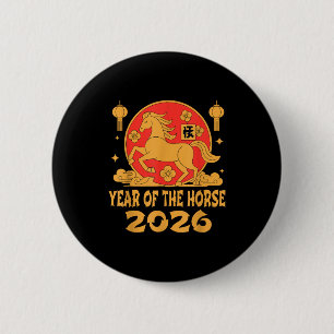 Chinese New Year 2026 Year Of The Horse  6 Cm Round Badge