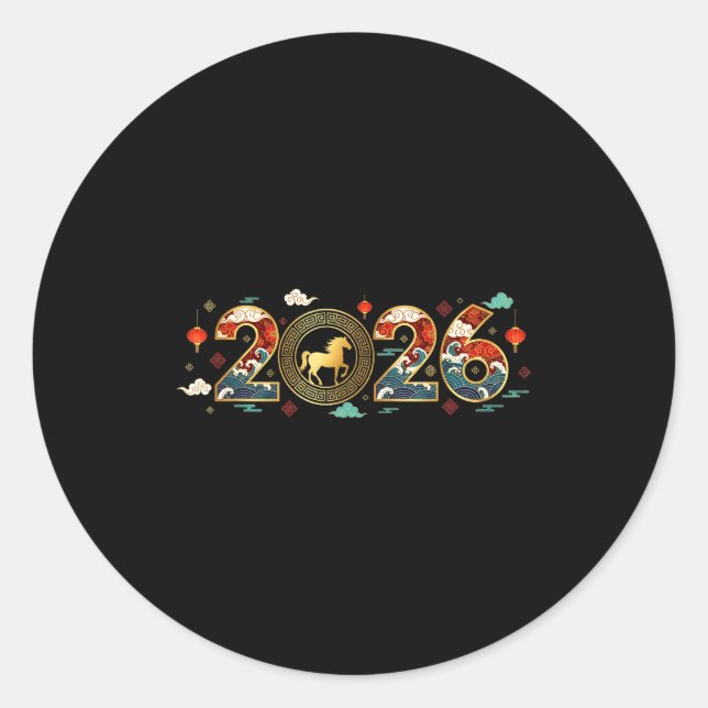 Chinese New Year 2026 Year Of The Horse 9  Classic Round Sticker (Front)