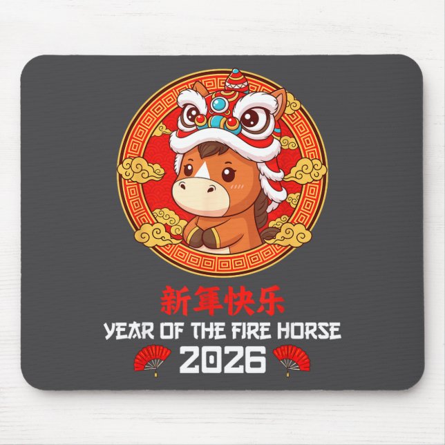 Chinese New Year 2026 Year Of The Horse Boys Girls Mouse Pad (Front)