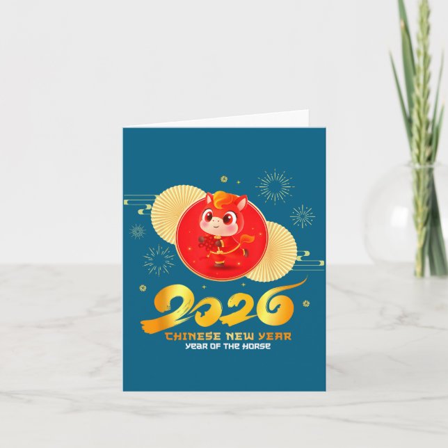 Chinese New Year 2026 Year Of The Horse Cartoon Cu Card (Front)